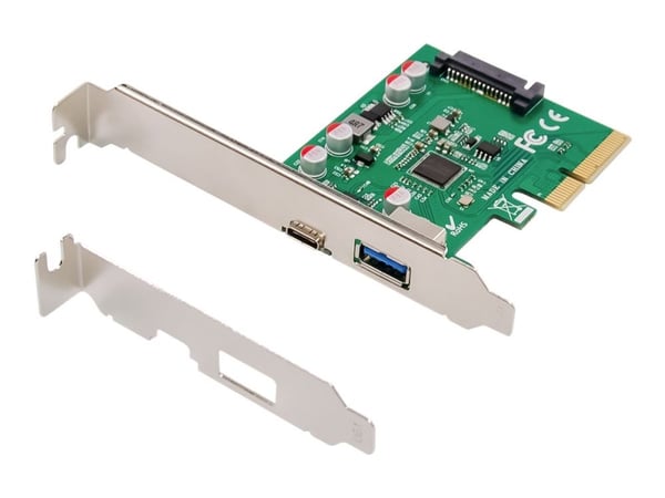 DIGITUS DS-30225 - USB-adapter - PCIe 2.0 x4 lav profil - USB-C 3.1 x 1 + USB 3.1 Gen 2 x 1