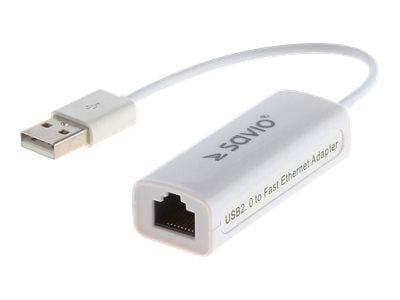 SAVIO CL-24 - Nettverksadapter - USB 2.0 - 10/100 Ethernet x 1 - hvit SAVIO CL-24 - Nettverksadapter - USB 2.0 - 10/100 Ethernet x 1 - hvit