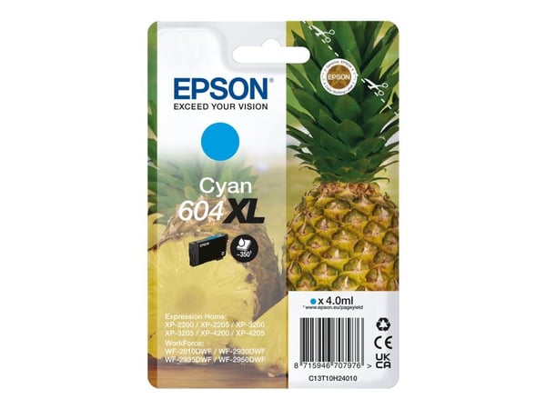 Epson 604XL - 4 ml - syaani - alkuperäinen - läpipainopakkaus, jossa RF/akustinen hälytys - värikasetti - Expression Home XP-2200, 2205, 3200, 3205...