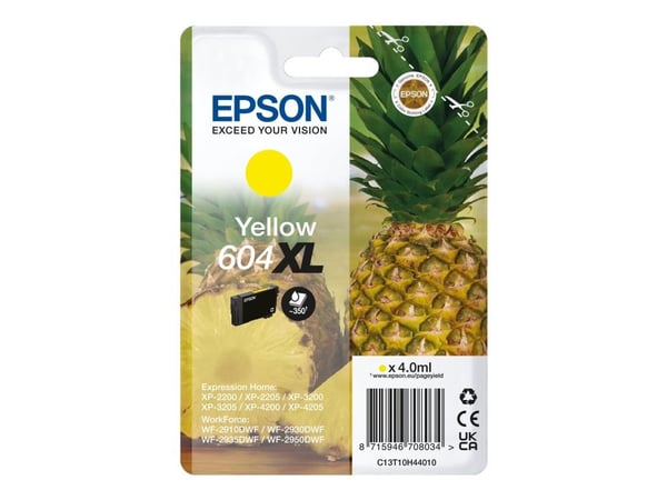 Epson 604XL Singlepack - 4 ml - XL - gul - original - blære med RF/lyd-alarm - blekkpatron - for Expression Home XP-2200, 2205, 3200, 3205, 4200, 4...