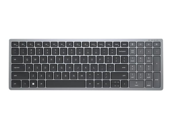 DELL KB740, Täysikokoinen (100 %), RF Wireless + Bluetooth, Näppäimen saksikytkin, QWERTY, Harmaa, Musta