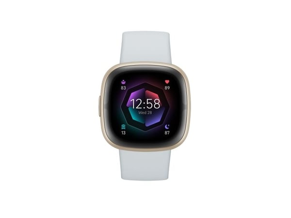 Fitbit Sense 2 - Bløt gullaluminium - smartklokke med bånd - blå dis - båndbredde: S - NFC, Bluetooth