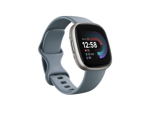 Fitbit Versa 4 - 40 mm - platina - älykello rannekkeella - vesiputouksen sininen - rannekkeen koko: S/L - NFC, Bluetooth
