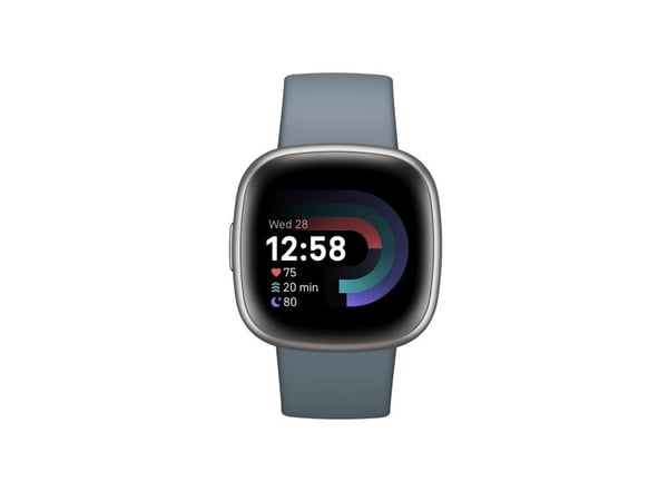 Fitbit Versa 4 - 40 mm - platina - älykello rannekkeella - vesiputouksen sininen - rannekkeen koko: S/L - NFC, Bluetooth