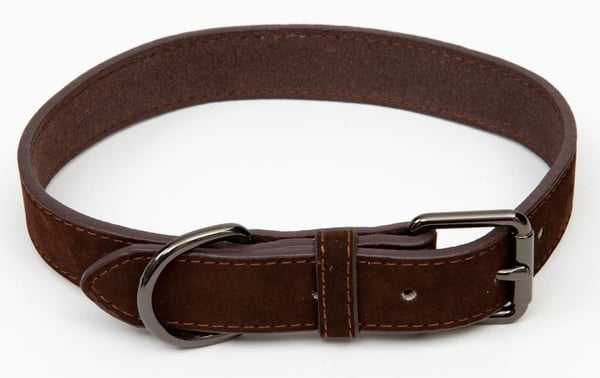 Paw Love - Halsband mocka hund (liten 35 x 1,5 cm) - Mörkbrun