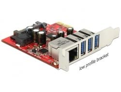 DeLOCK 89382, Sisäinen, Langallinen, PCI Express, Ethernet, 5000 Mbit/s, Harmaa, Punainen