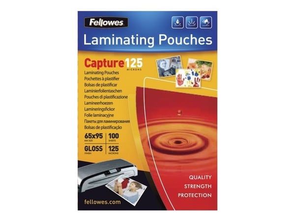 Fellowes Laminating Pouches Capture 125 micron - 64 x 95 mm lamineringspunger