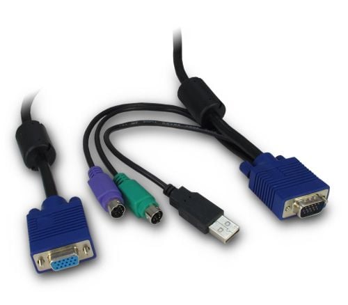 Inter-Tech 88887250, 3 m, PS/2, PS/2, VGA, Sort, Blå, VGA, USB, 2x PS/2
