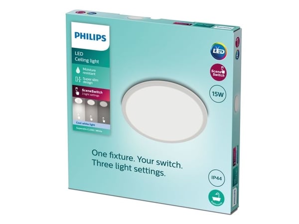 Philips Superslim CL550 - Vägg-/taklampa - LED - 15 W - 4000 K - rund - vit