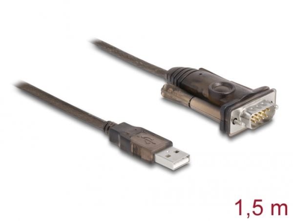 DeLOCK 62646, Musta, 1,5 m, USB A-tyyppi, DB-9, Uros, Uros