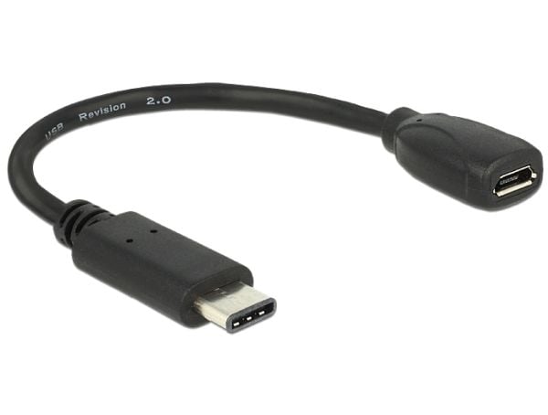 Delock - USB-adapter - USB-C (hann) til Micro-USB type B (hunn) - USB 3.1 - 15 cm - svart