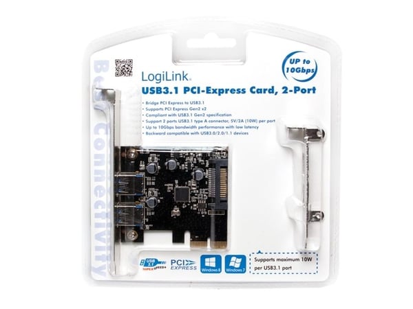 LogiLink PC0080, PCIe, USB 3.2 Gen 1 (3.1 Gen 1), 10 Gbit/sek, 120 mm, 73 mm, 20 mm