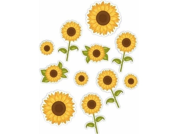LearnHow vindusdekorasjoner tosidige - solblomster 01 11
