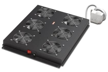 DIGITUS Professional Unique DN-19 FAN-6-SRV-B - Systemviftebrett - med 6 kjølevifter, termostat - svart, RAL 9005 - 19"