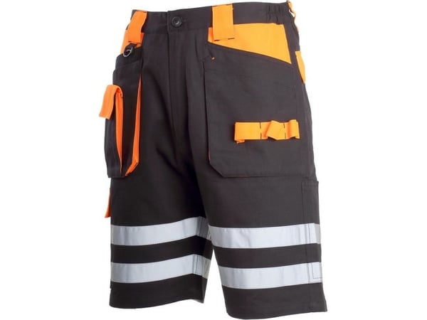 Lahti Pro korte shorts svart-oransje 100% bomull med refleks "S" (L4070601)
