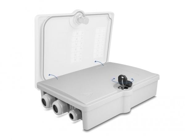 Delock - Fiberoptisk fordelingsboks - IP55, waterproof, lockable - veggmonterbar - innendørs, utendørs - grå - 6 porter