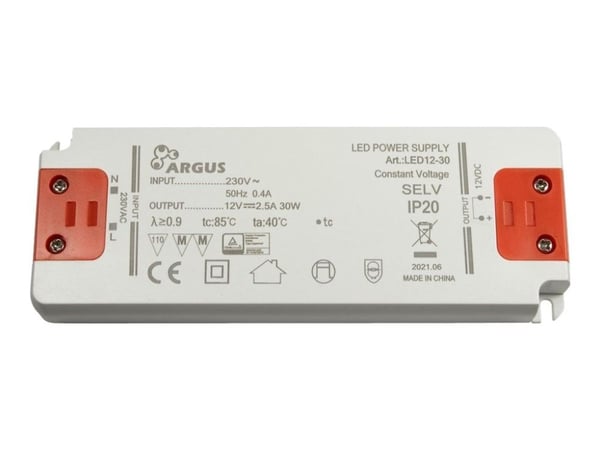 Inter-Tech LED12-30 - LED-driver - 30 watt - 2.5 A (2-pins terminalblokk)