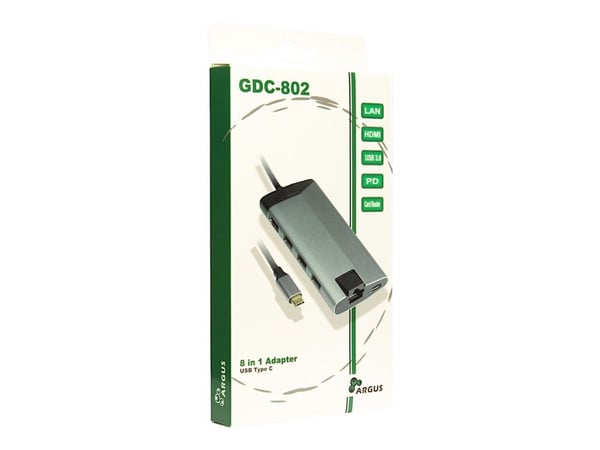 Argus GDC-802 - Telakointiasema - USB-C 3.1 - HDMI - GigE