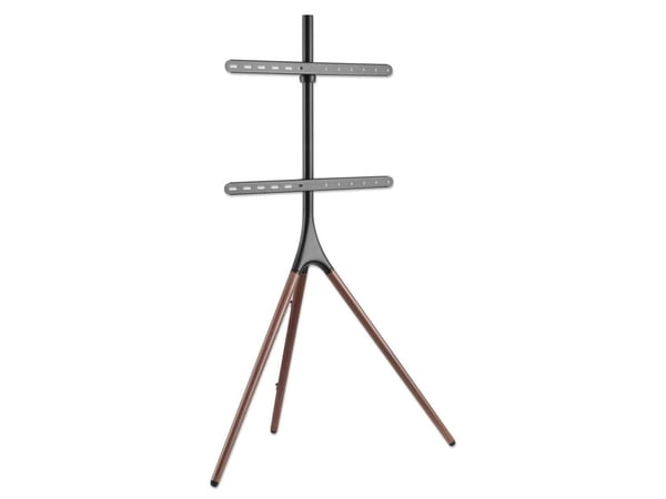 Manhattan - stativ - stativ - for flatskjerm - bærbar - aluminium, stål, valnøtttre, gummiføtter - svart, brun - skjermstørrelse: 114,3-165,1 cm (4...