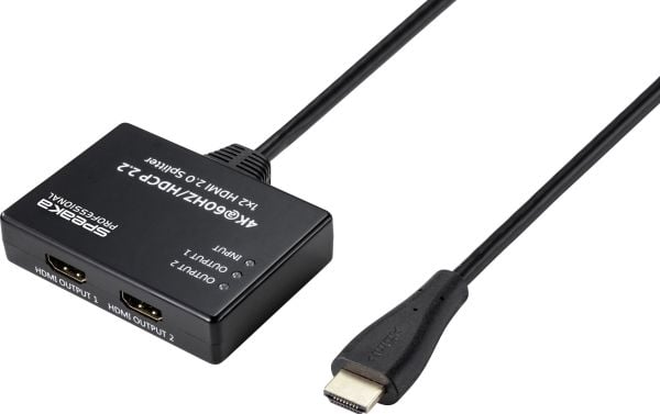 SpeaKa Professional SP-9443508, HDMI, 2x HDMI, 4096 x 2160 piksler, Sort, 4K Ultra HD, 0,6 m
