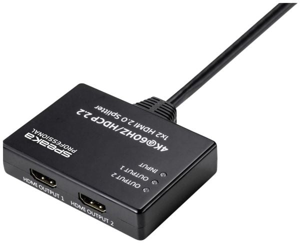 SpeaKa Professional SP-9443508, HDMI, 2x HDMI, 4096 x 2160 piksler, Sort, 4K Ultra HD, 0,6 m