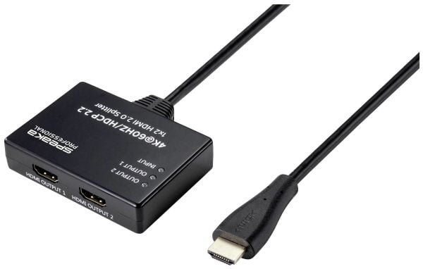 SpeaKa Professional SP-9443508, HDMI, 2x HDMI, 4096 x 2160 piksler, Sort, 4K Ultra HD, 0,6 m