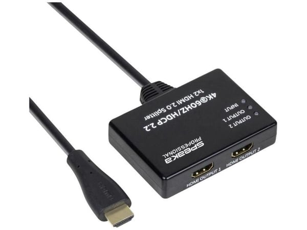SpeaKa Professional SP-9443508, HDMI, 2x HDMI, 4096 x 2160 piksler, Sort, 4K Ultra HD, 0,6 m