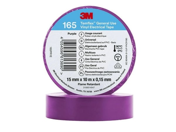 3M 165PR1E, 1 stykker, Fiolett, PVC, 600 V, Blister, 10 m