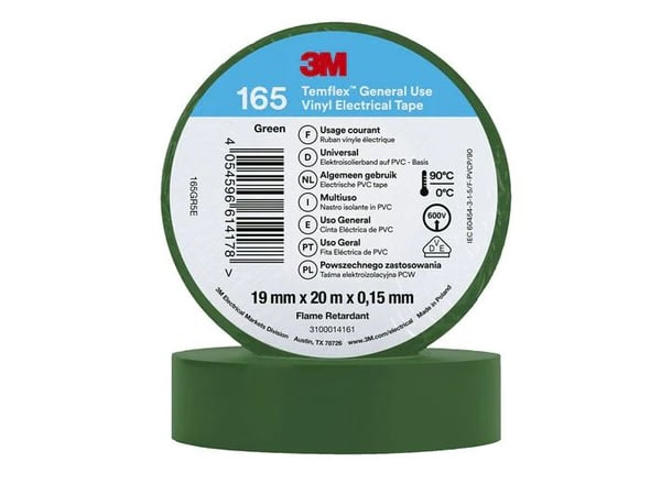 3M 7100184803, 1 kpl, Vihreä, PVC-muovi, 600 V, Kupla, 20,12 m