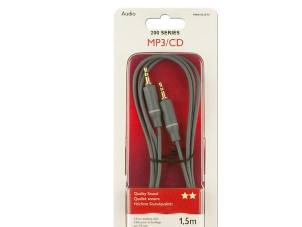Philips SWA4522S - Lydkabel - minitelefon stereo 3,5 mm hann til minitelefon stereo 3,5 mm hann - 1,5 m - skjermet