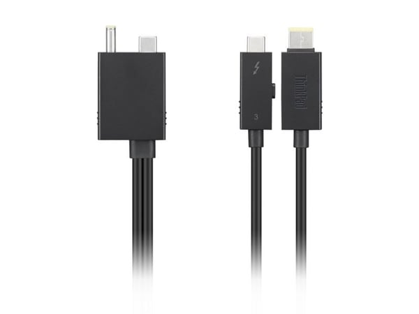 Lenovo Split Cable - Thunderbolt-kabel - USB-C / DC-strømjakk til USB-C, Slim Tip - Thunderbolt 4 - 70 cm - svart - for ThinkCentre M75t Gen 2 11W5