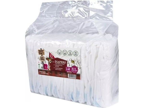 Barry King Diapers for female dogs, XL, waist 38-56 cm, 12 stk.