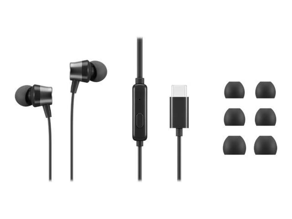 Lenovo Go - Ørepropper med mikrofon - i øret - svart - for ThinkCentre M60q Chromebox; M70s Gen 3; M70t Gen 3; ThinkPad E14 Gen 3; P15v Gen 3
