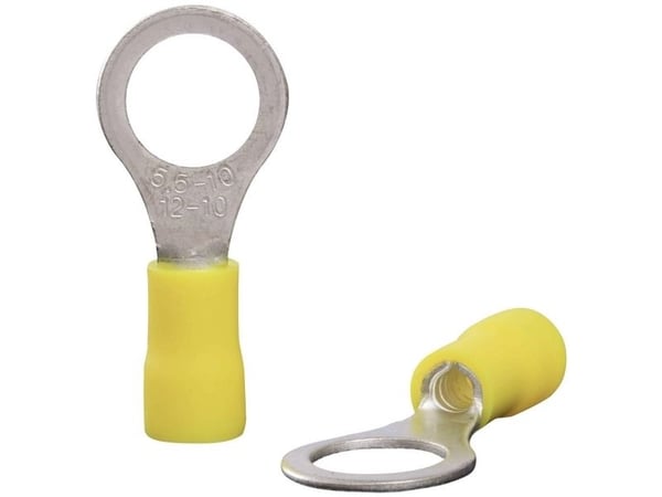 Quadrios 22C460 Rengasmainen kaapelinsokka Poikkileikkaus (max.)=6,0 mm² Reiän läpimitta =10,5 mm Osittain eristetty Keltainen 1 sarja 1 sarja