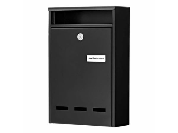 BURG-WÄCHTER Wismar 771 S, Veggmontert postkasse, Stål, Sort, Vertikal, Nøkkel, Front