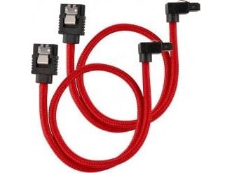 CORSAIR - SATA-kabel - Serial ATA 150/300/600 - SATA (hann) rett, låst til SATA (hann) høyrevinklet - 30 cm - rød (en pakke 2)