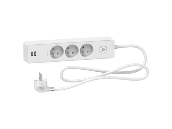 Schneider Electric Odace 3-pistorasia 1,5 m valkoinen (ST933U1W)