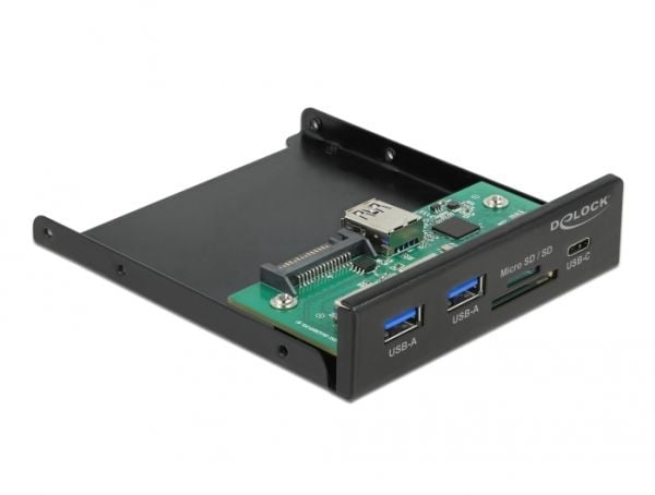 Delock - Kortleser - 3,5" (MMC, SD, miniSD, RS-MMC, TransFlash, MMCmobile, microSD, MMCmicro, SDHC, miniSDHC, microSDHC, SDXC, MMC II) - USB 3.2 Gen 1