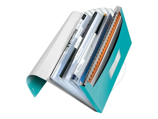 Leitz WOW - Dokumentmappe - kan utvides - 6 rom - 6 deler - for A4 (210 x 297 mm) - med fliker - turkismetallisk