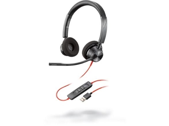 HP Poly Blackwire 3320 USB-A Stereo Headset, Wired, Office/Call center, 130 g, Headset, Black
