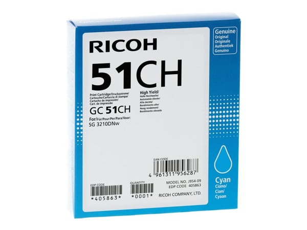Ricoh GC 51CH - Høy ytelse - cyan - original - blekkpatron - for Ricoh SG 3210DNw