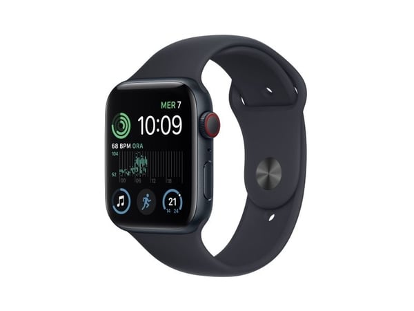 Apple Watch SE (GPS + Cellular) - 2. generasjon - 44 mm - midnattsaluminium - smartklokke med sportsbånd - fluorelastomer - midnatt - båndbredde: R...