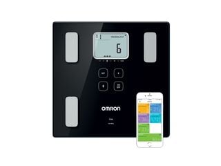 Omron VIVA, Sähkökäyttöinen henkilövaaka, 150 kg, 100 g, Musta, kg/lb, Neliö