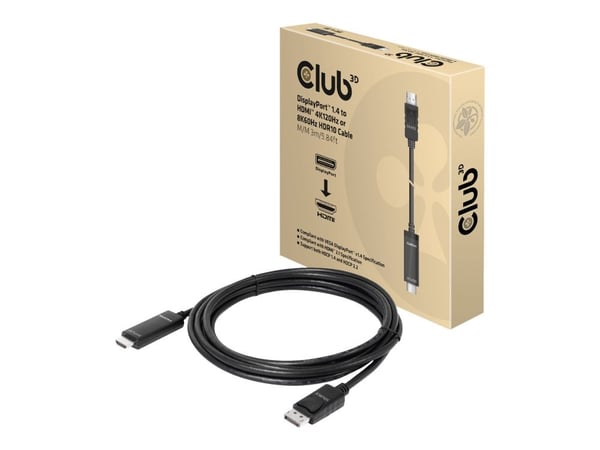 Club 3D - Adapterkabel - DisplayPort hann til HDMI hann - 3 m - 4K 120 Hz støtte, 8K 60Hz støtte, støtter Dynamisk HDR10