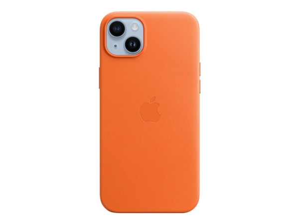 Apple - Baksidedeksel for mobiltelefon - MagSafe-samsvar - lær - oransje - for iPhone 14 Plus