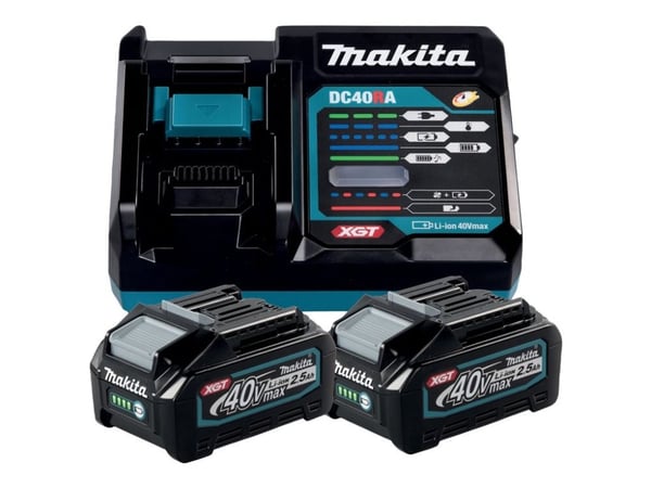 Makita 40 V XGT batteri- og laderpakke 2x2,5 Ah 191J81-6, MAKPAC