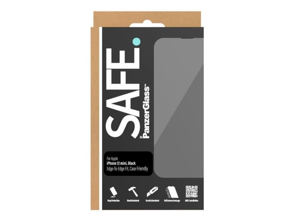 SAFE. by PanzerGlass - Skjermbeskyttelse for mobiltelefon - glass - rammefarge svart - for Apple iPhone 12 mini