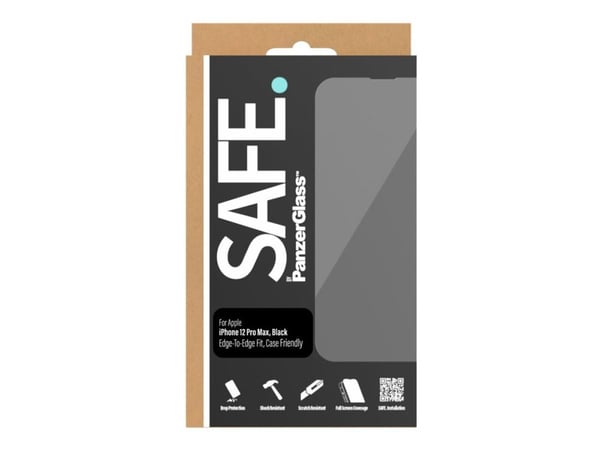SAFE. by PanzerGlass - Skjermbeskyttelse for mobiltelefon - kant-til-kant - glass - rammefarge svart - for Apple iPhone 12 Pro Max