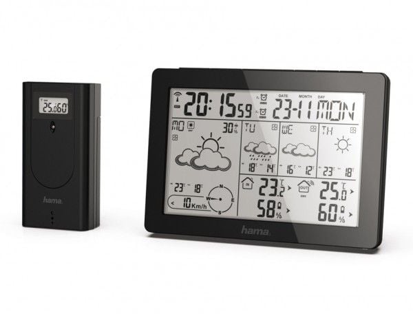 Hama Meteotime, Svart, Anemometer (vindhastighet), Inne hygrometer, Inne Termometer, Utendørs Fuktighetsmåler,..., Hygrometer, Termometer, Hygromet...