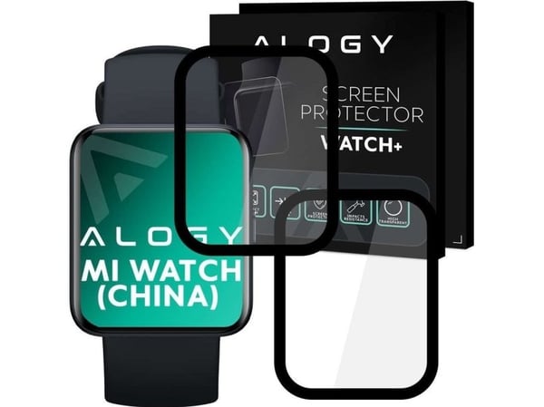 Alogy Alogy Full Glue 2x fleksibelt 3D-glass for Xiaomi Mi Watch (Kina-versjon) Svart universal